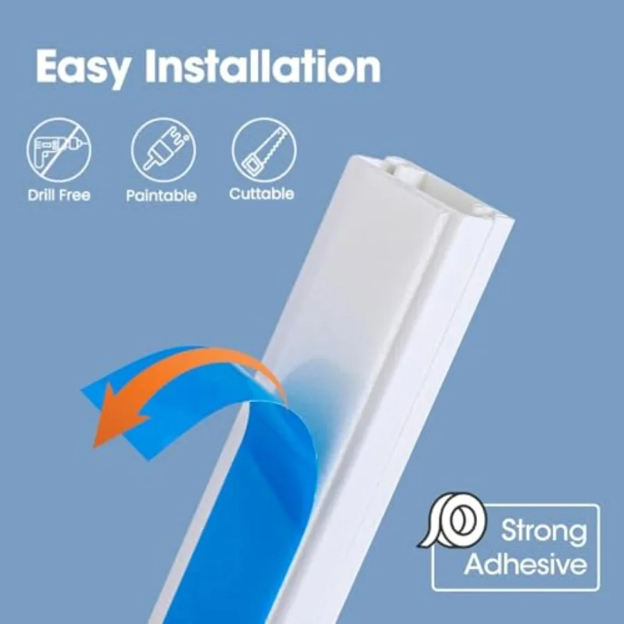 116in Cord Hider Kit, Cord Covers for Wires on Wall, Paintable Cable Raceway, Cord Hider for Wall Mount tv, tv Cable Hider Wall - view 3