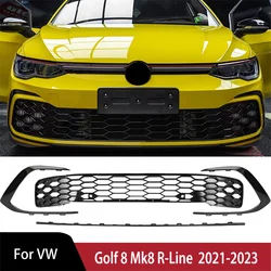 GTI Style Front Bumper Grill for Vw Golf 8 Mk8 R-Line Decoration Sports Version Front Grille Fog Lamp Car Accessories Body Kit