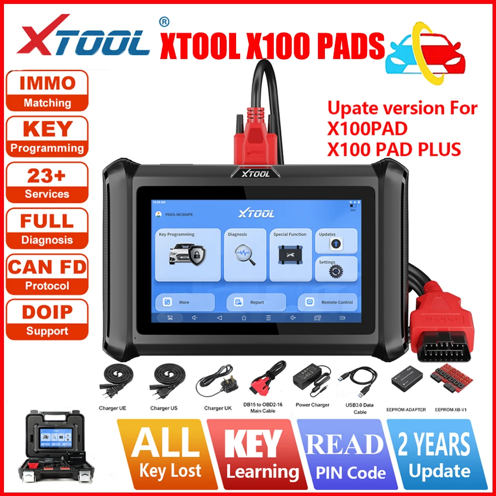 XTOOL X100 PADS IMMO Инструменты для программирования ключей All Key Lost OBD2 Все системы диагностического сканера Модернизированный X100 PAD X100PAD2 EEPROM