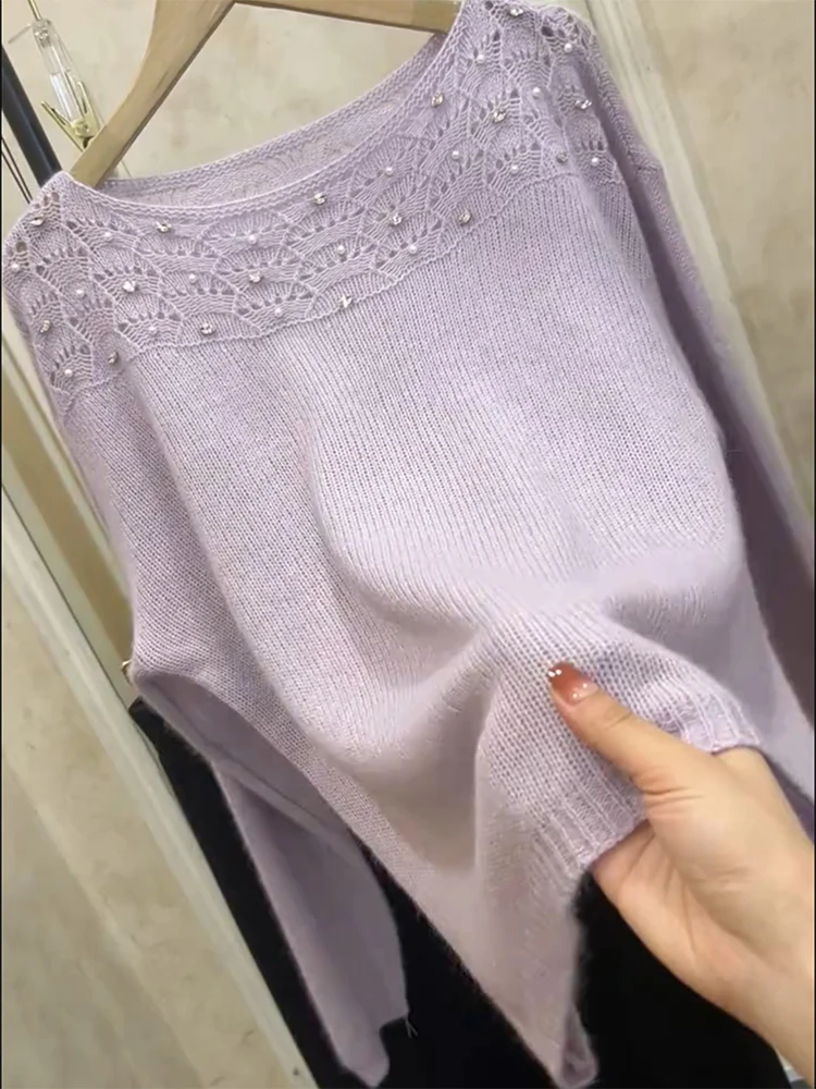 

Ele round Ne Knitwear Women's Faionable Versatile Slimming Large Size Autumn Winter New Sle Comfortable Warmth Wool...