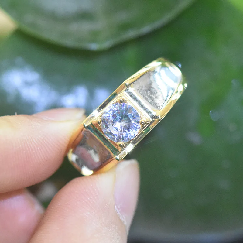 S925 Sterling Silver Ring Plated With 18K Gold Moissanite Two Tone Ring Zircon Mens Engagement Ring For Special Occasions
