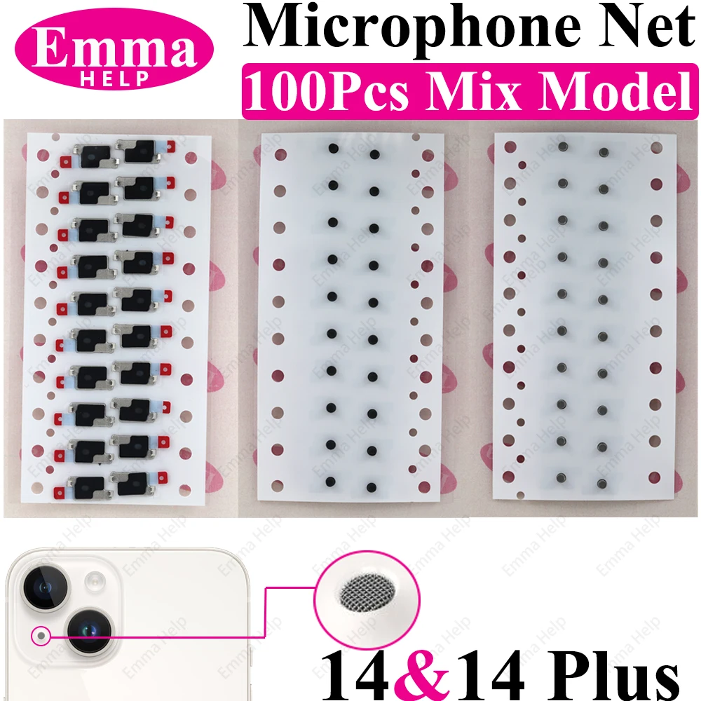 100Pcs Back Microphone Net for iPhone 11 13 14 Pro Max Anti Dust Mesh Intsall Near Big Rear Camera Damaged Back Cover Microphone