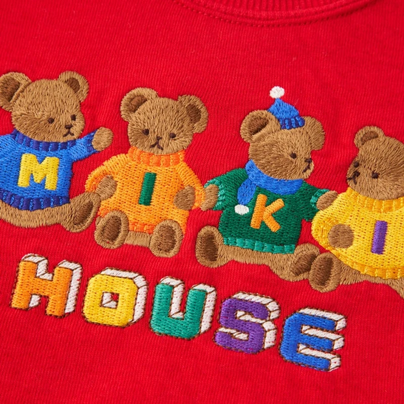 Miki Japanese Style Kids Sweatshirt Pure Cotton Crew Neck Pullover Spring Autumn Cartoon Embroidery Fashionable Top for Girls...