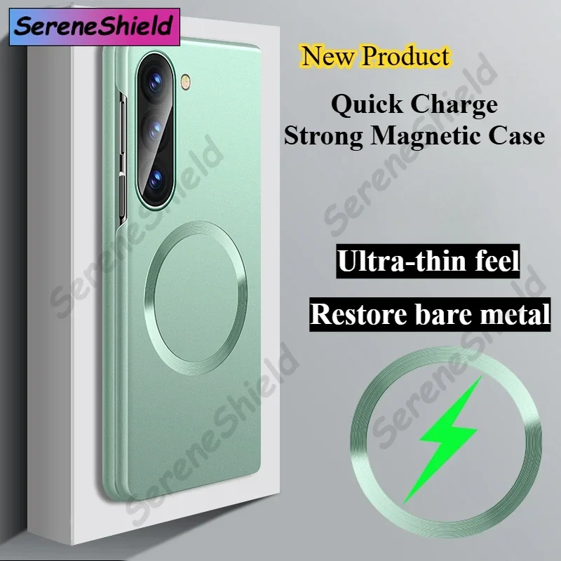 

For Magsafe Skin Feel Case for Samsung Galaxy Z Fold 3 4 5 6 7 Magnetic Wireless Charging Fold7 Fold6 Back Cover Z Fold4 Funda