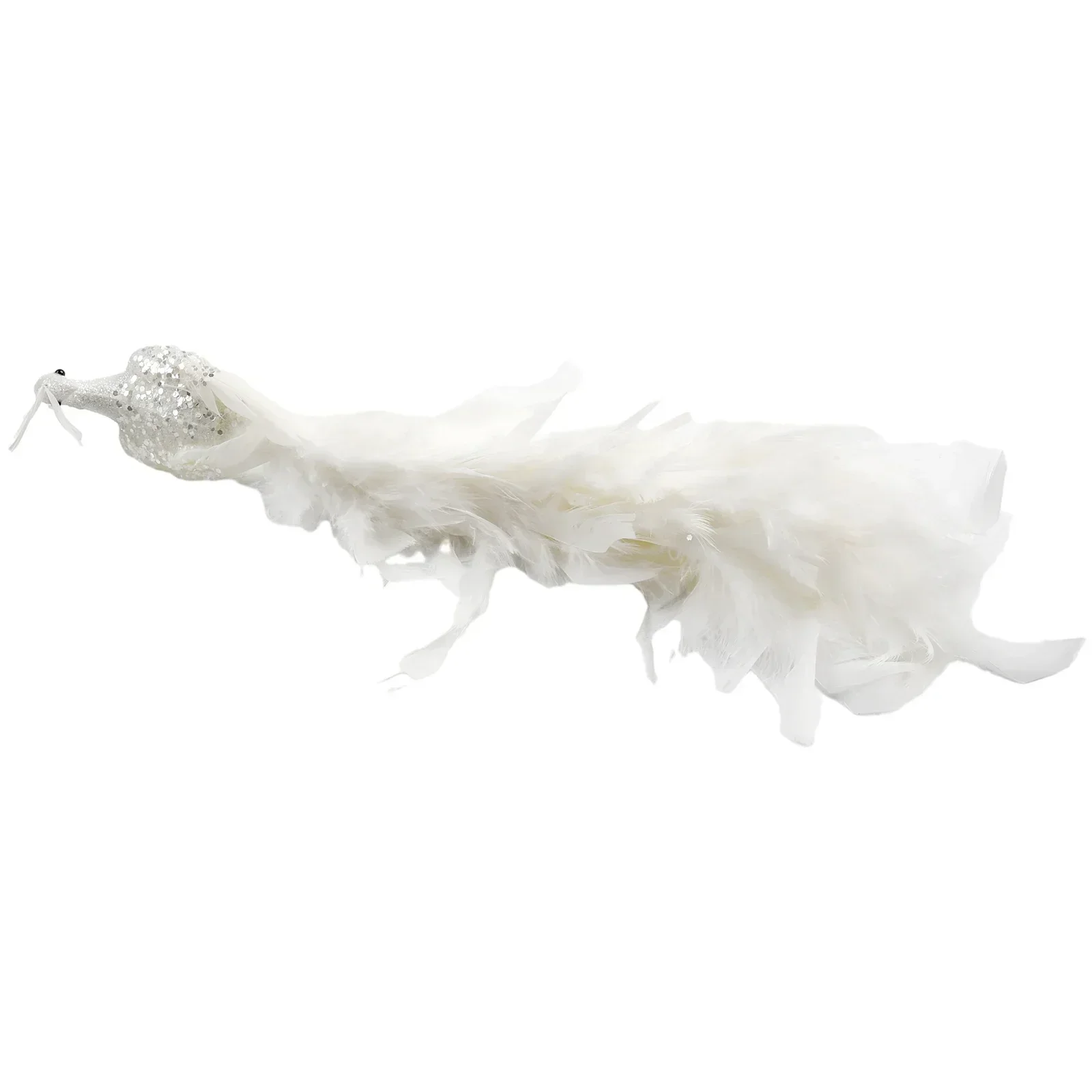 Artificial White Peacock Ornament XMAS Christmas Tree Feathered Simulation Birds Christmas Tree Decoration Ornaments