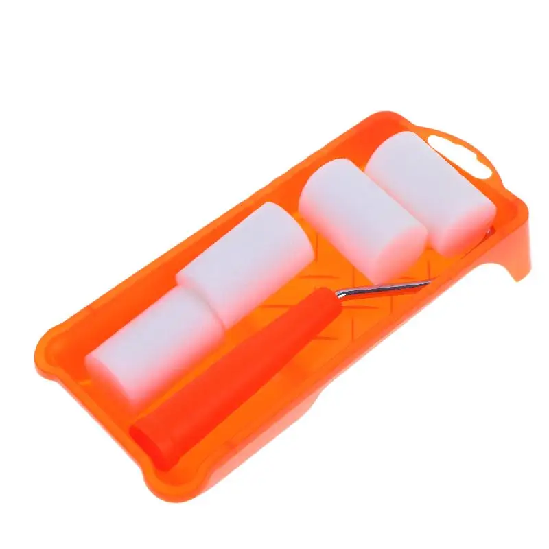 Home Painting Supplies Hardware 6Pcs High-Density Foam Paint Roller Paint Tray Liner Decor Tools 2 Inches Small Paint Roller Kit
