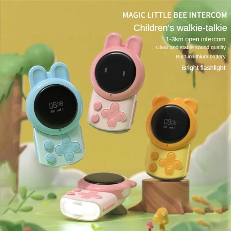 2Pcs Walkie Talkie Charging Rechargeable Portable Phone Kids Child Handheld Education Interactive Walkie Talkie, B