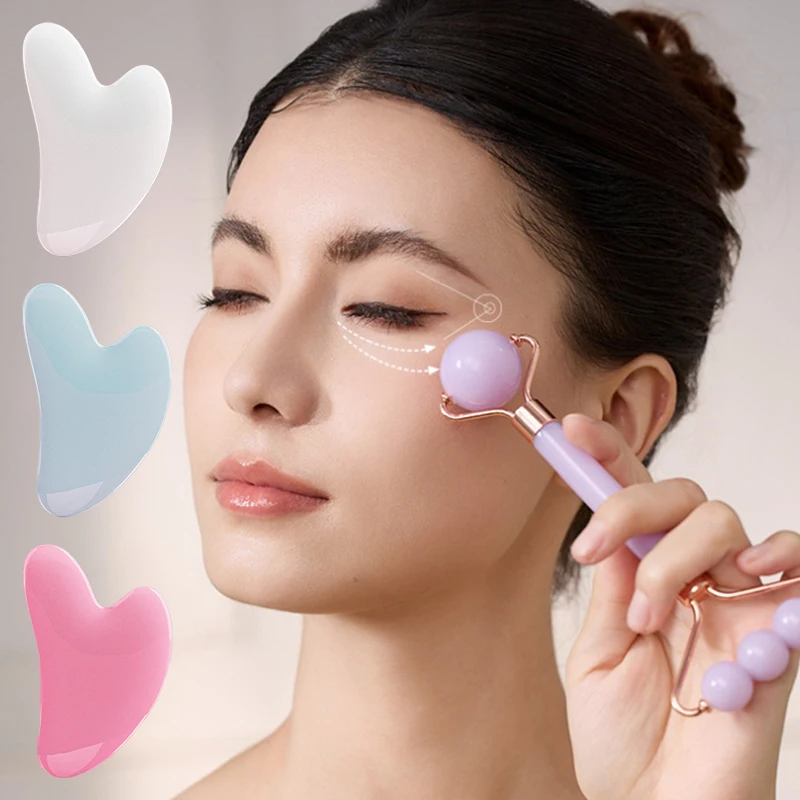 Gua Sha Roller Massager Anti Aging Scraping Facial Skin Beauty Care Resin Guasha Board For Body Scraping Face Massage Tool Set