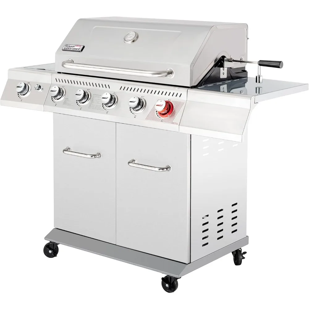 

Royal Gourmet 5-Burner Propane Gas Grill with Side Burner, Stainless Steel Barbeque Grills, Silver, GA5404S