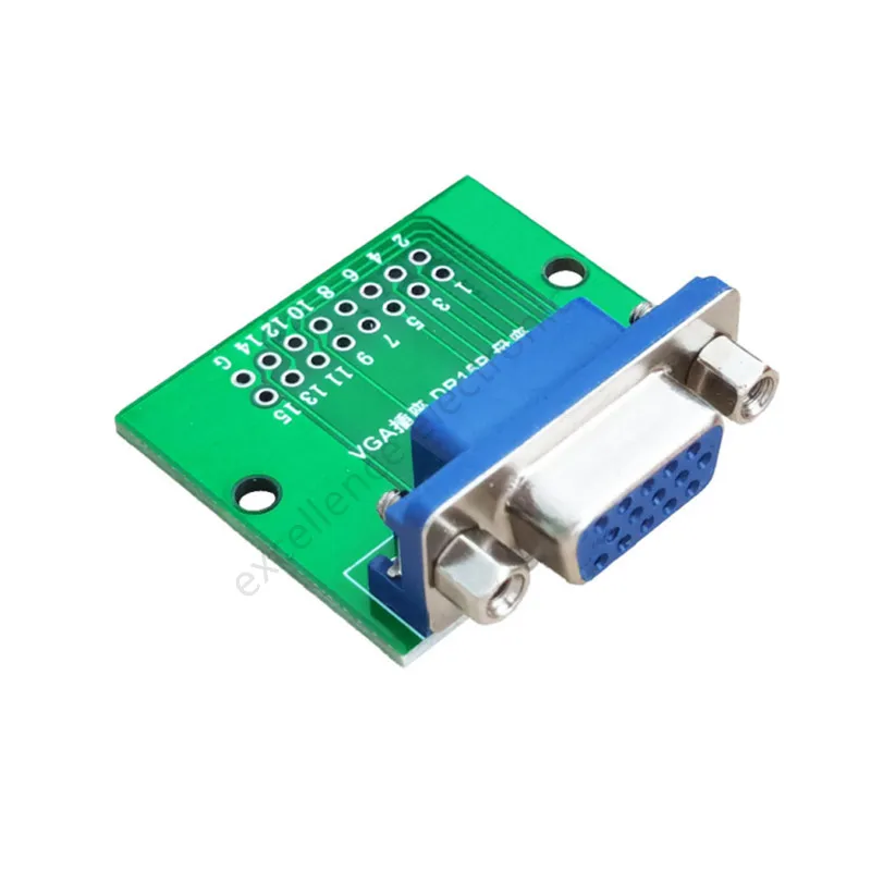 DB15 HDR15 DR15 to Dip 2.54mm Interface Test Board Blue VGA Female Socket Conversion Board