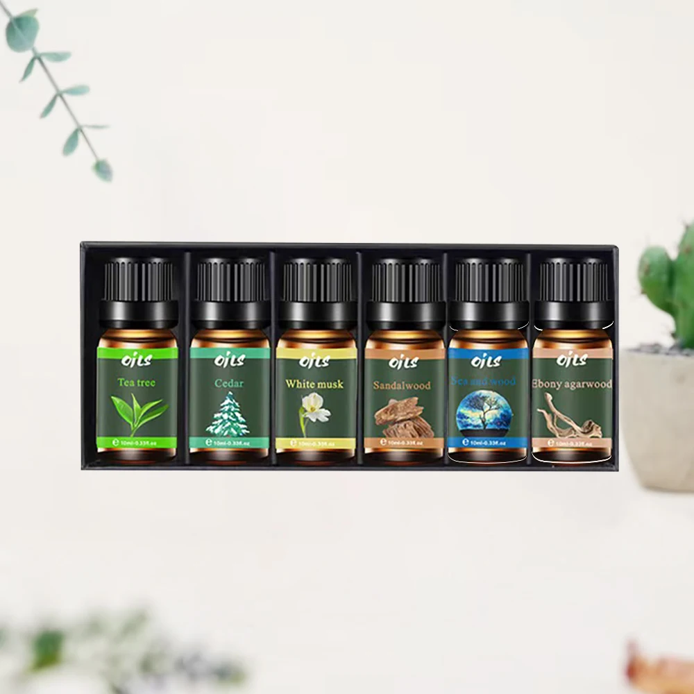 

New 6 in 1 Essential Oil Kit 6 Fragrances for Diffusers Sandalwood Cedar Tea Tree & More Aromatherapy Made Easy