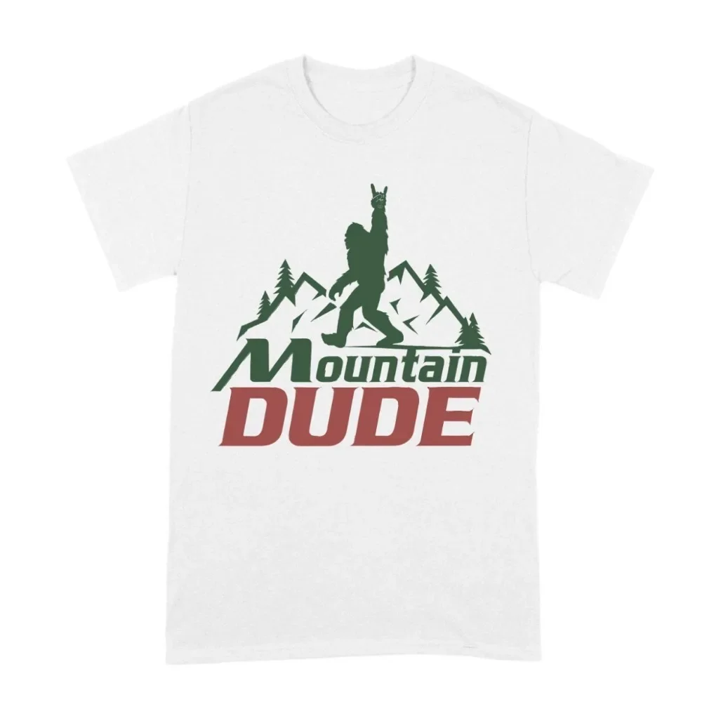 Funny Bigfoot Mountain Dude T-Shirt Nature Lover Wilderness Exploration Shirt Men Crewneck Cotton Short Sleeve Summer Sportswear