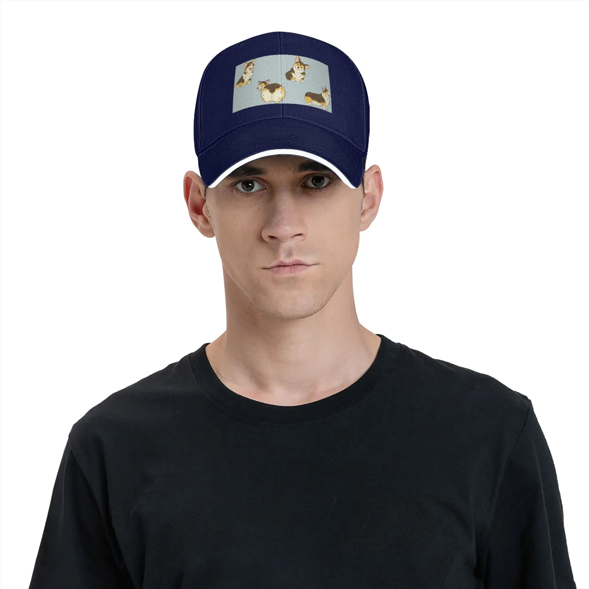 Tri Color Corgi Dog Cap Casual Baseball Caps Adjustable Hat Hip Hop Summer Unisex Baseball Hats Customizable Polychromatic