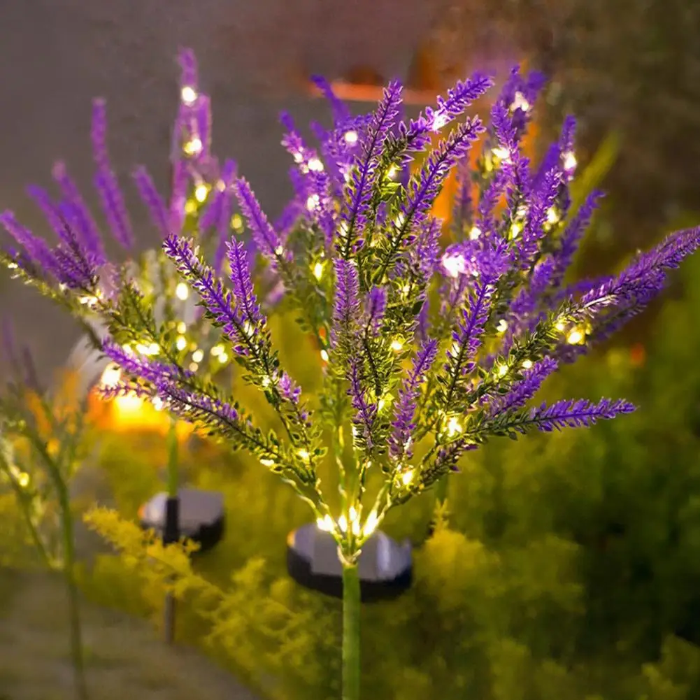

Solar Lavender Garden Light Outdoor Waterproof Solar Flower Light Purple Glow Artificial Lavender Light for Yard Lawn Decor.