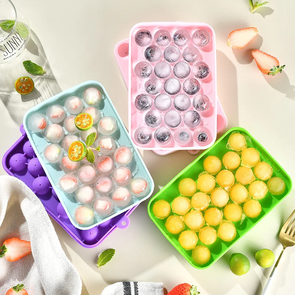 25 Grids Cube Maker Silicones Ice Mould Round Ice Cube Tray Magnum Silicone Mold Forms Food Grade Mold for Whiskey Cocktail