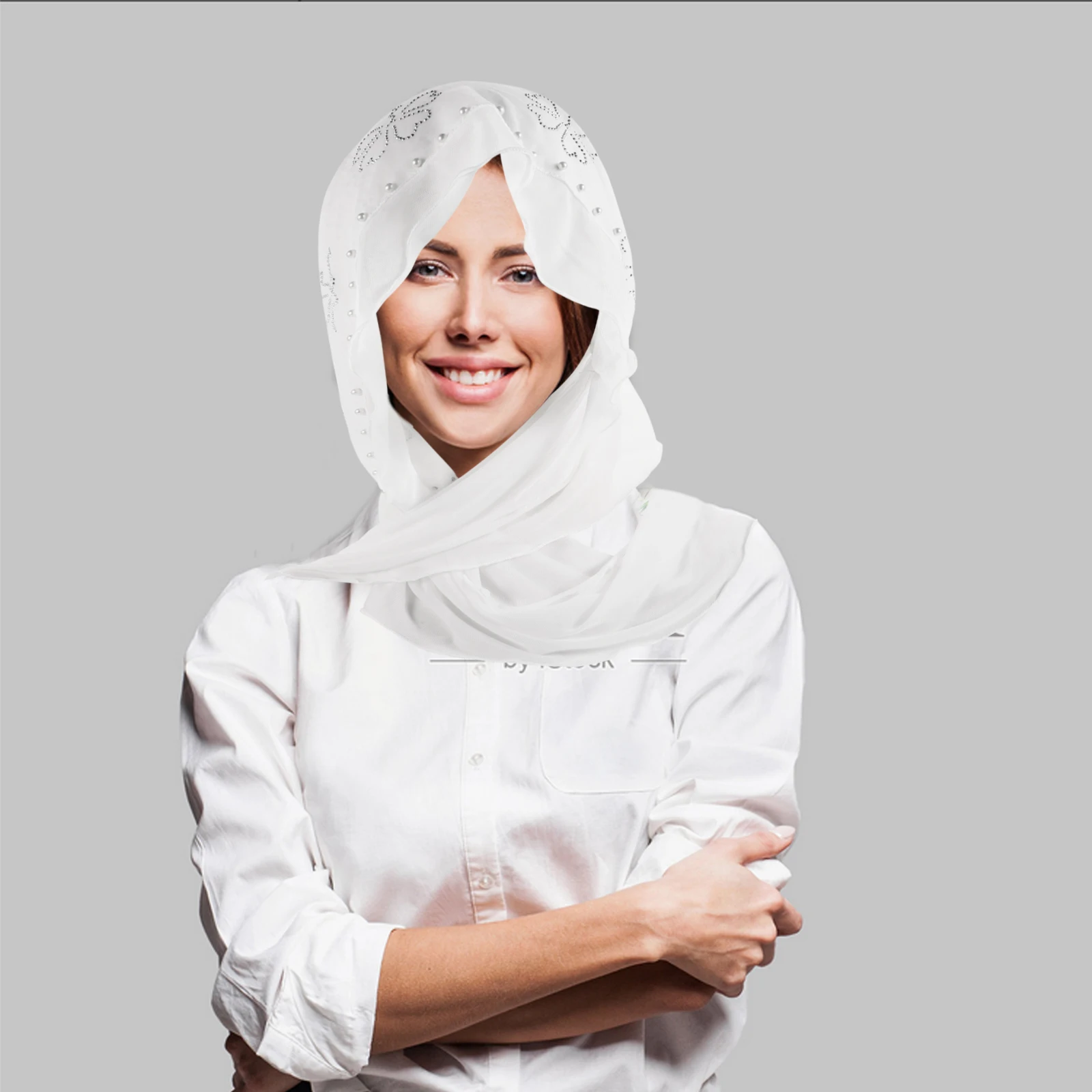 

Solid Color Head Scarf Elastic Hijab Women Kids Cotton Fall White Brown Silk Chiffon UV Protection Stretchable