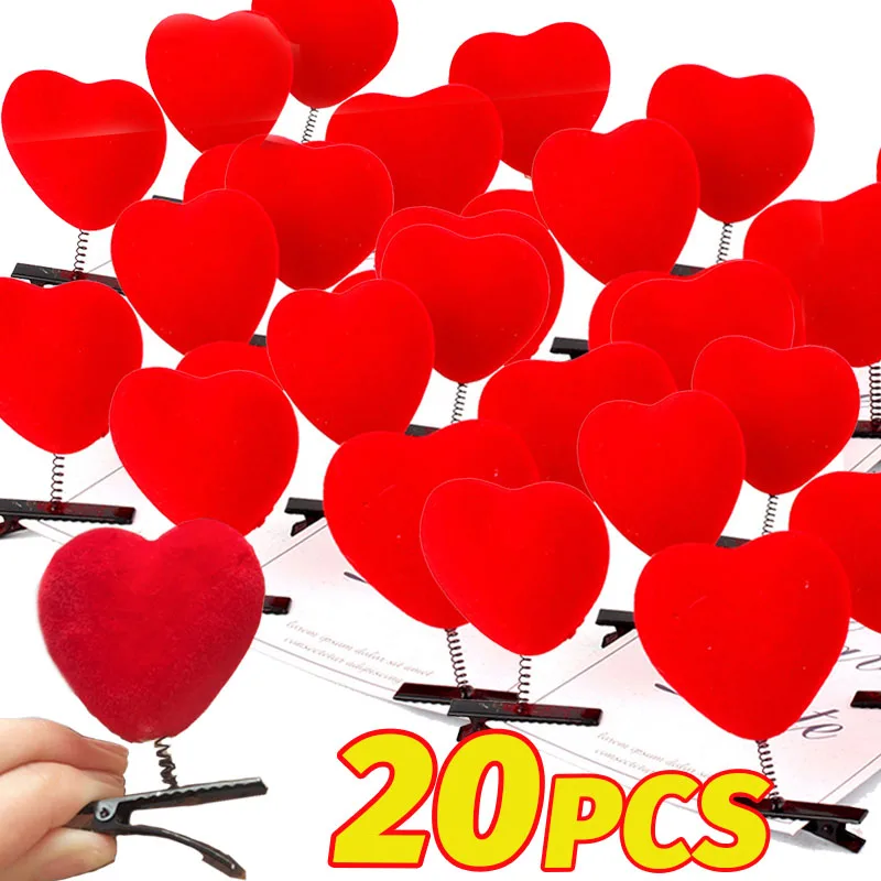 3D Red Heart Shaped Hair Clips Cute Duckbill Clips Women Girl Daily Dating Funny Hairpins Party Accessories Valentine's Day Gift