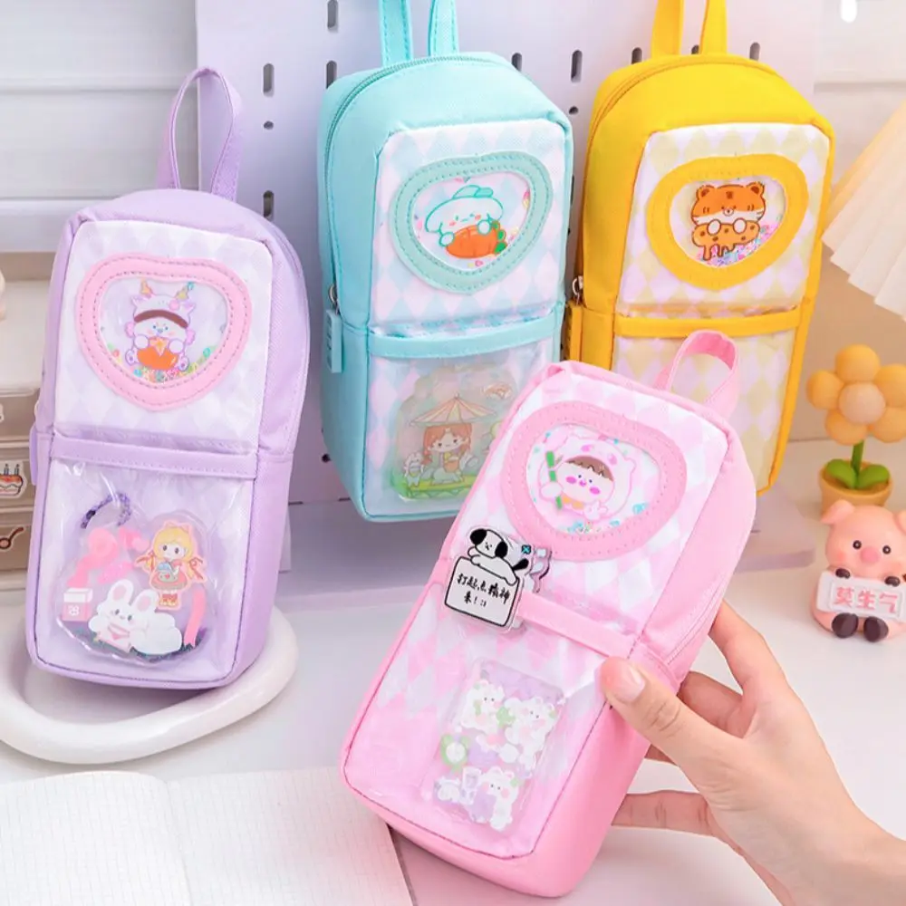 

Cute Large Capacity Cartoon Pen Bag Handheld Multi-function Storage Bag with Zipper Oxford Cloth Stationery Box School