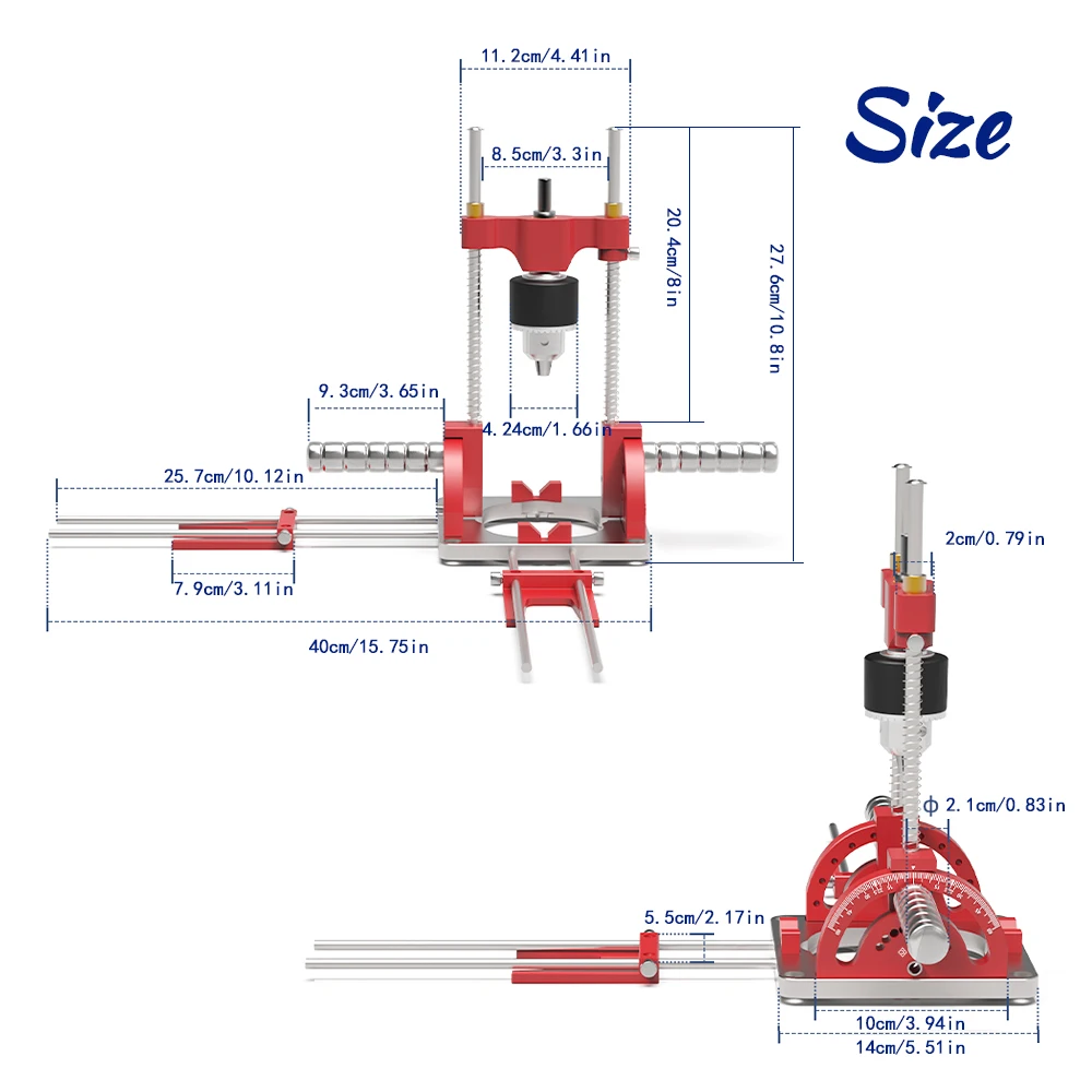 دليل الحفر الدقيق Allsome لمثاقب الطاقة، حامل مرفق دليل متعدد الزوايا مع ظرف لقطع العمل المسطحة والمستديرة