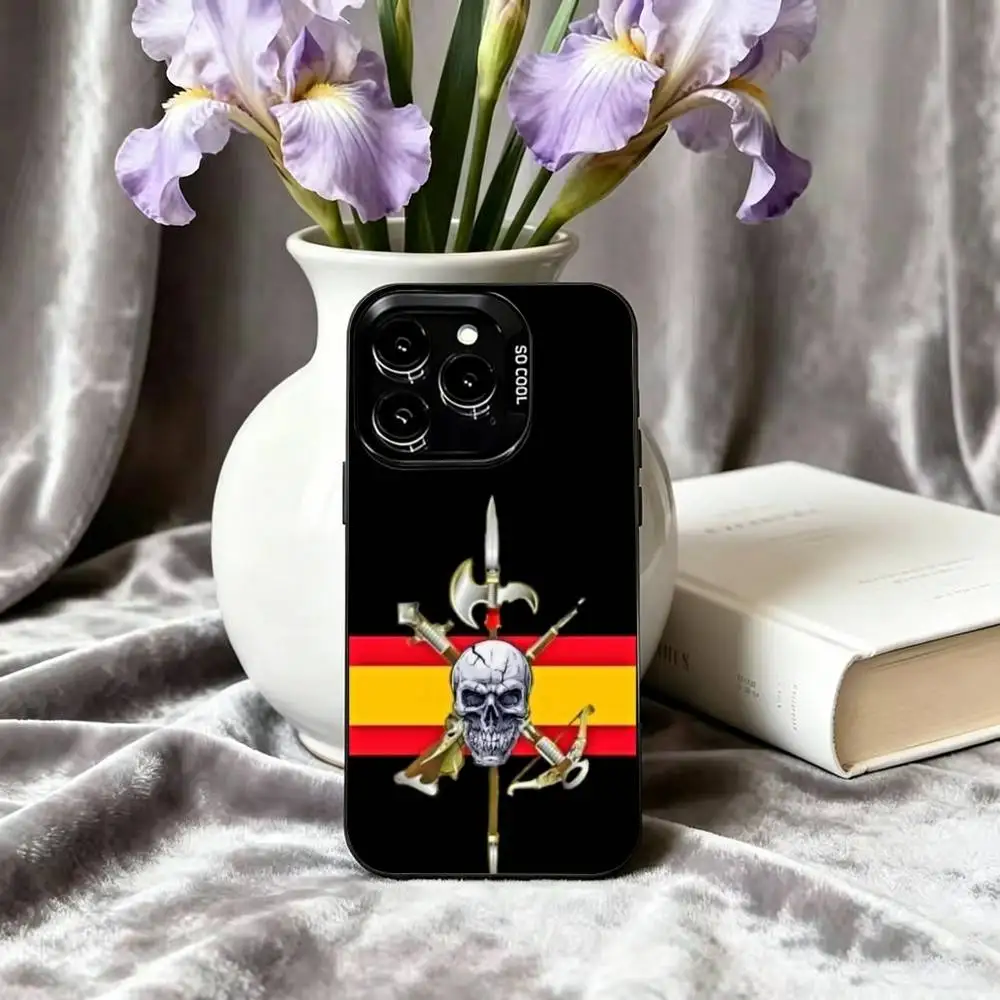 Spanish Legion Logo Phone Case For iPhone 17,16,15,14,13,12,11 Plus,Pro Max,XS,Colored Silver Plated Inside Cover