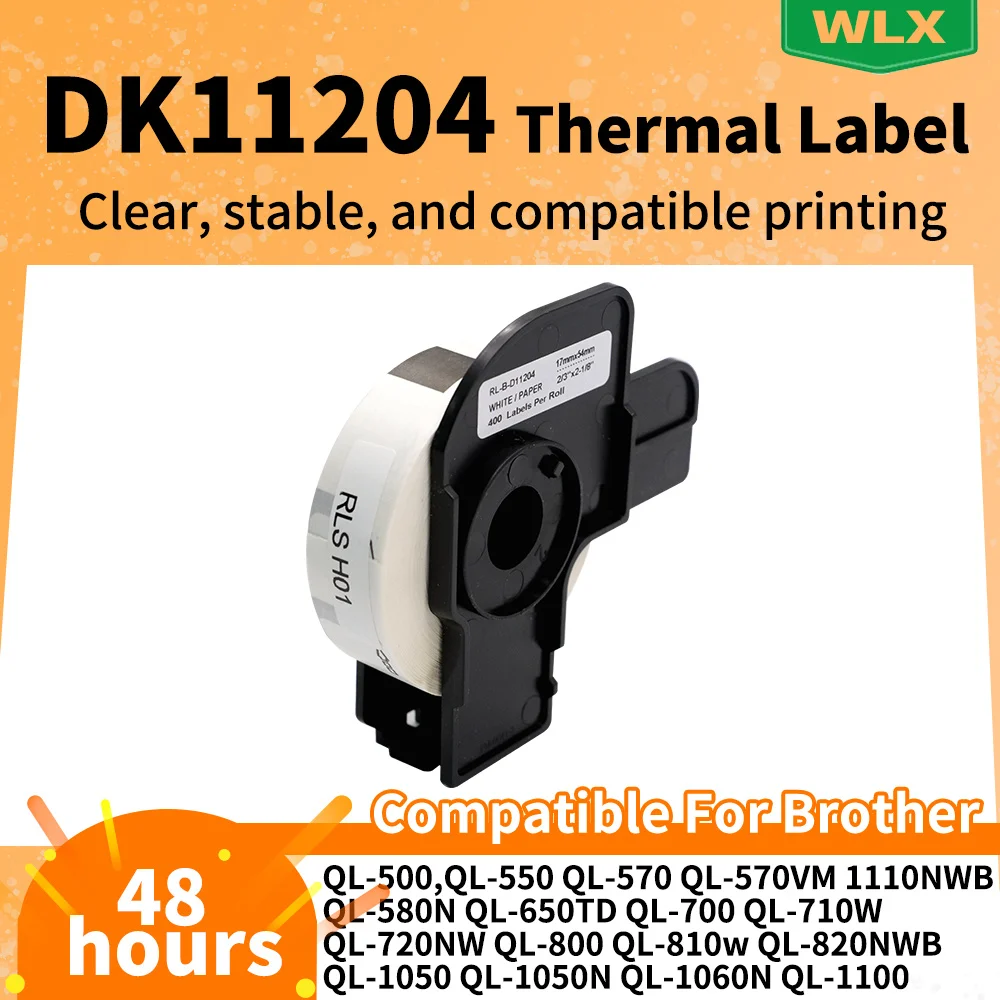 10Roll Thermal labels for DK11204 17mm x 54mm label roll Compatible Brother QL printer QL550 QL570 QL700 QL800 QL1100 DK-11204