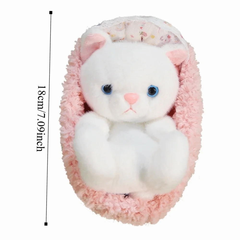 Simpatico cesto per dormire Gatto nero Animali di peluche Kawaii Gatto peloso Comfort Regali da tavolo per gatti