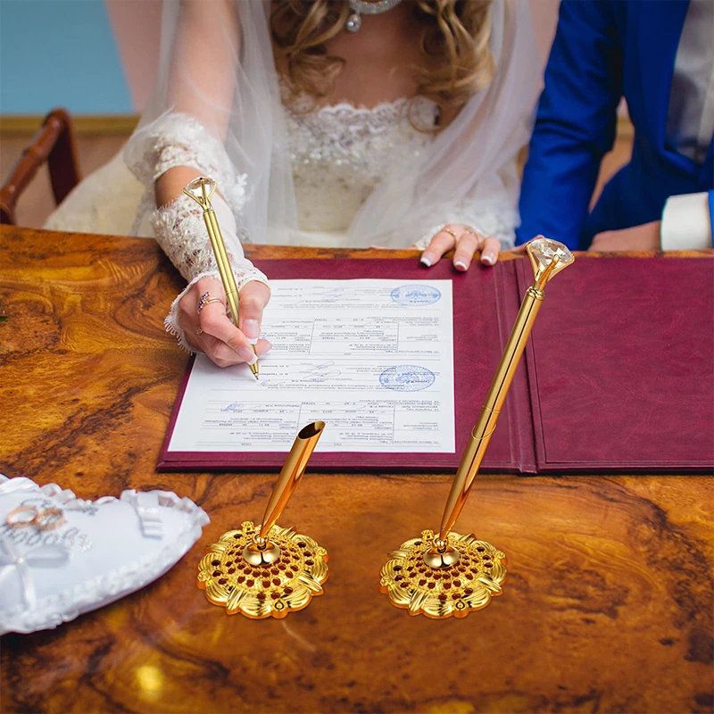 Libro de invitados de boda para escribir y firmar, bolígrafo de diamante para novia y dama de honor, decoración de boda, despedida de soltera, 1