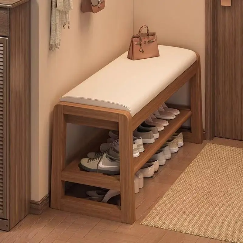 

Solid Wood Shoe Changing Stool Multifunctional Storage Stool Home Door Shoe Cabinets Portable Storage Living Room Furniture