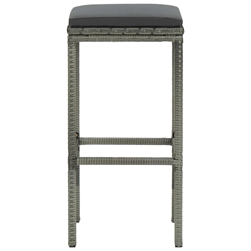 Bar Stool Chair Counter Stools Set of 4 Kitchen Decor for Counter with Cushions 4 pcs Gray Poly Rattan