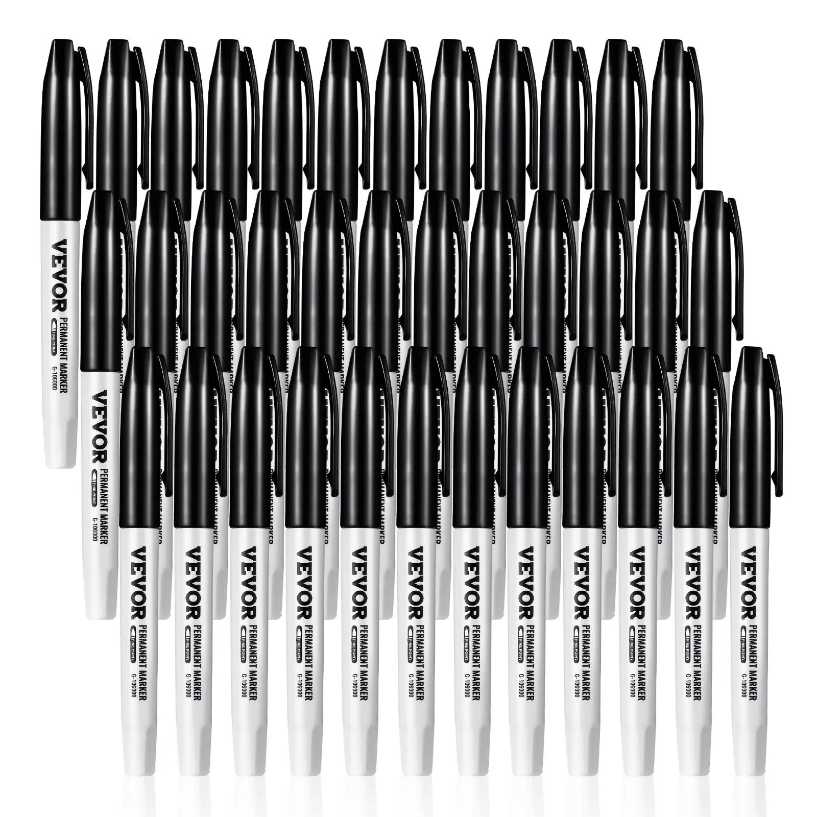 

Permanent Markers 36 Count Black, Fine Tip Waterproof & Fade-Resistant Ink for Paper Plastic Metal and Glass