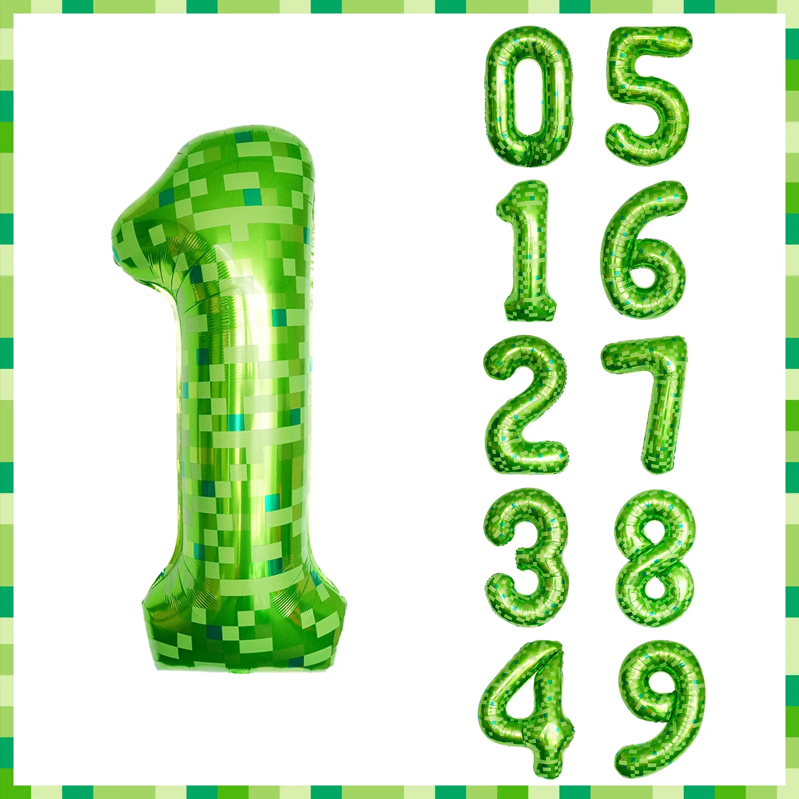 40 Polegada meu mundo gigante verde pixel mineiro tema número 0-9 balões decorações de festa de aniversário supplie para presente de aniversário das crianças