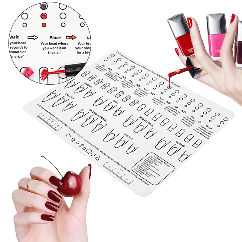 1Pcs Silicone Acrylic Nail Practice Sheet Training Mat Salon Manicure Monomer Liquid Professional Application Tool