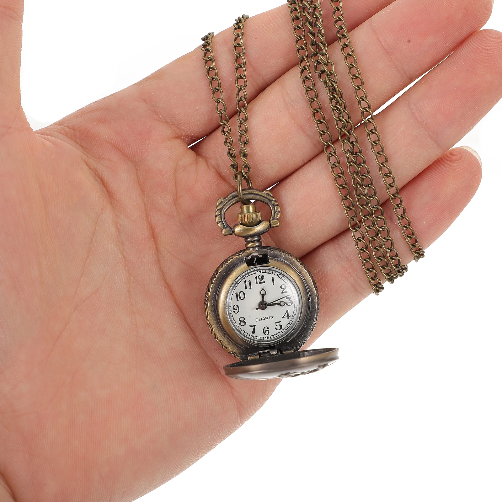

1pc Vintage Pocket Necklace Chain Men Women Deer Pattern Quartz Retro Metal For Daily Party Gift Wear Accurate Time Keeper