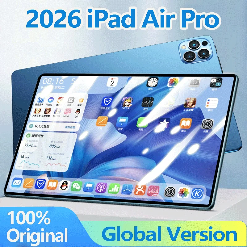 Tablet PC 2026 Original de 11 Pulgadas, iPad Air Pro 5G, Snapdragon 8Gen3, Android 16, 24GB, 2TB, 5G, Doble SIM, 20000mAh, GPS, WIFI