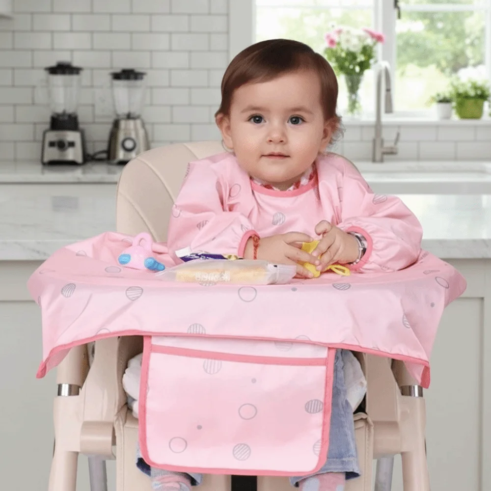 Waterproof Coverall Baby Bib Mess Proof Quick-Dry Weaning Bibs Anti-Dirty Polyester Baby Eating Table Cover Restaurant