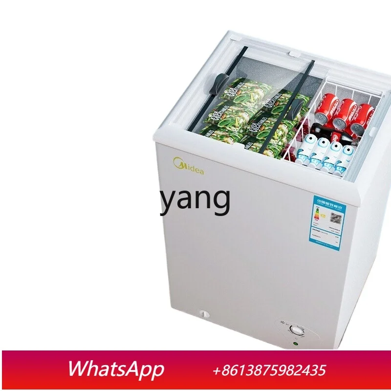 LH   household small ice cream cabinet refrigerated fresh-keeping cabinet glass cover stall horizontal