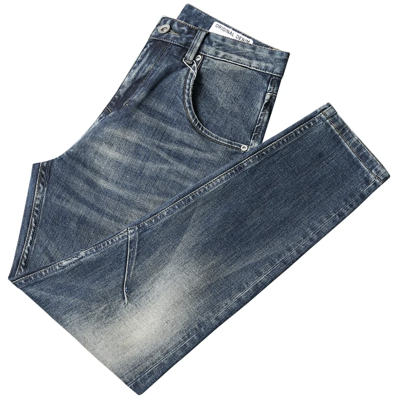 Newly Designer Men Jeans High Quality Retro Blue Elastic Slim Fit Ripped Jeans Men Fashion Vintage Trousers Denim Pants Hombre