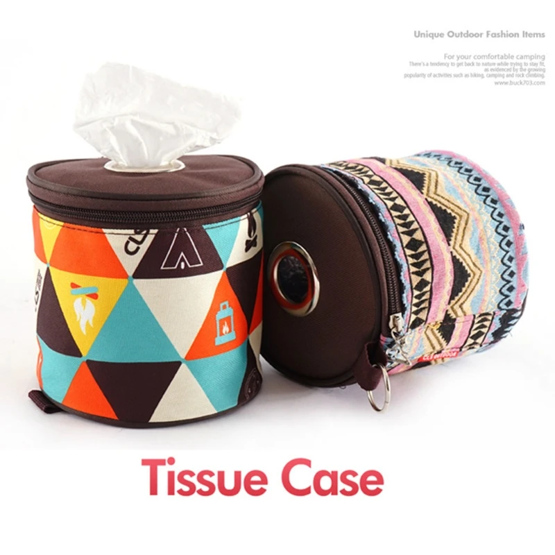 Outdoor Camping National Style Folding Toilet Paper Tissue Case Holder Portable Travel Napkin Storage Bag Durable Box