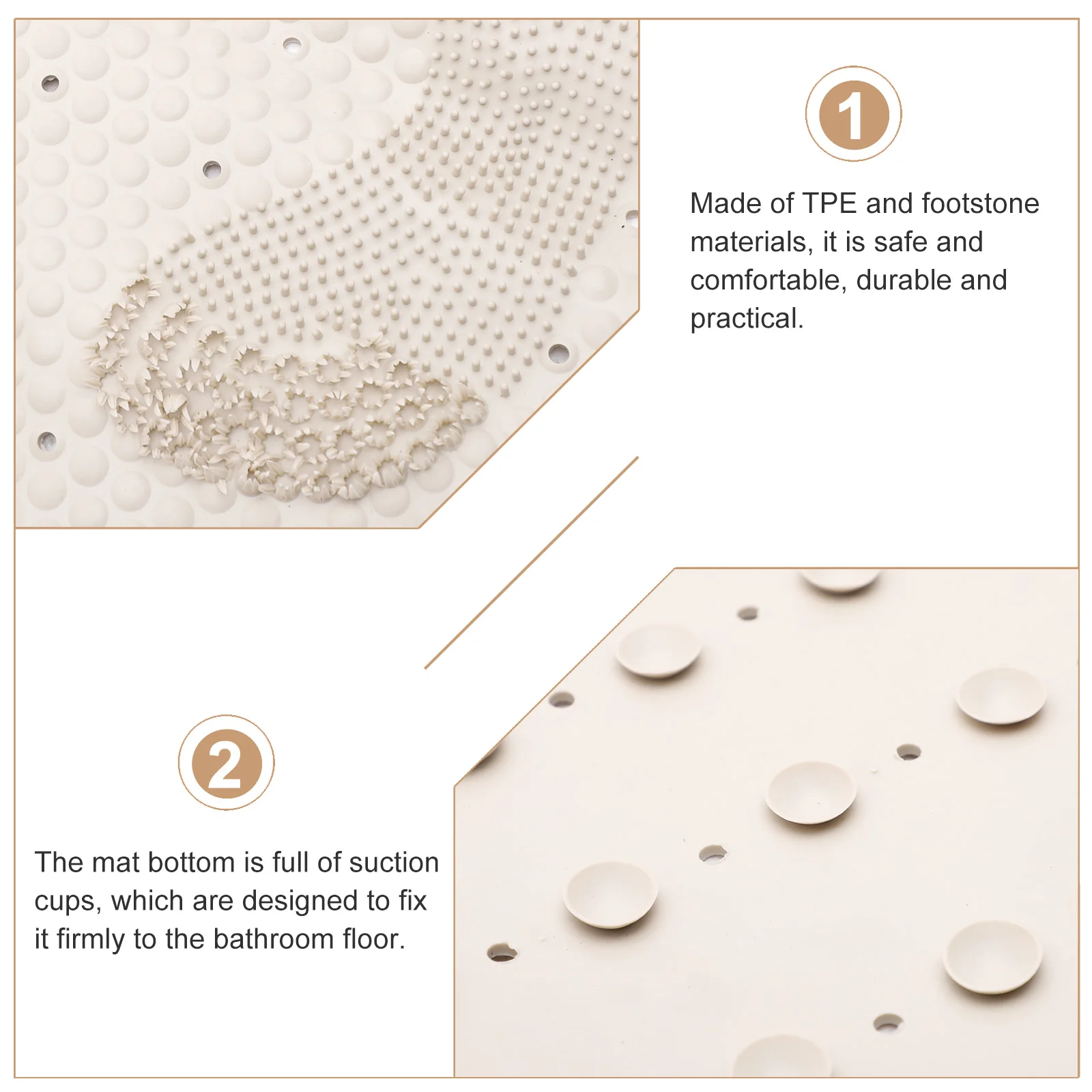 

1pc Anti-Slip Bathroom Shower Foot Massager Pad Durable Tpe Massage Foot Pad Suction Cup Floor Mat For Home Hotel Spa