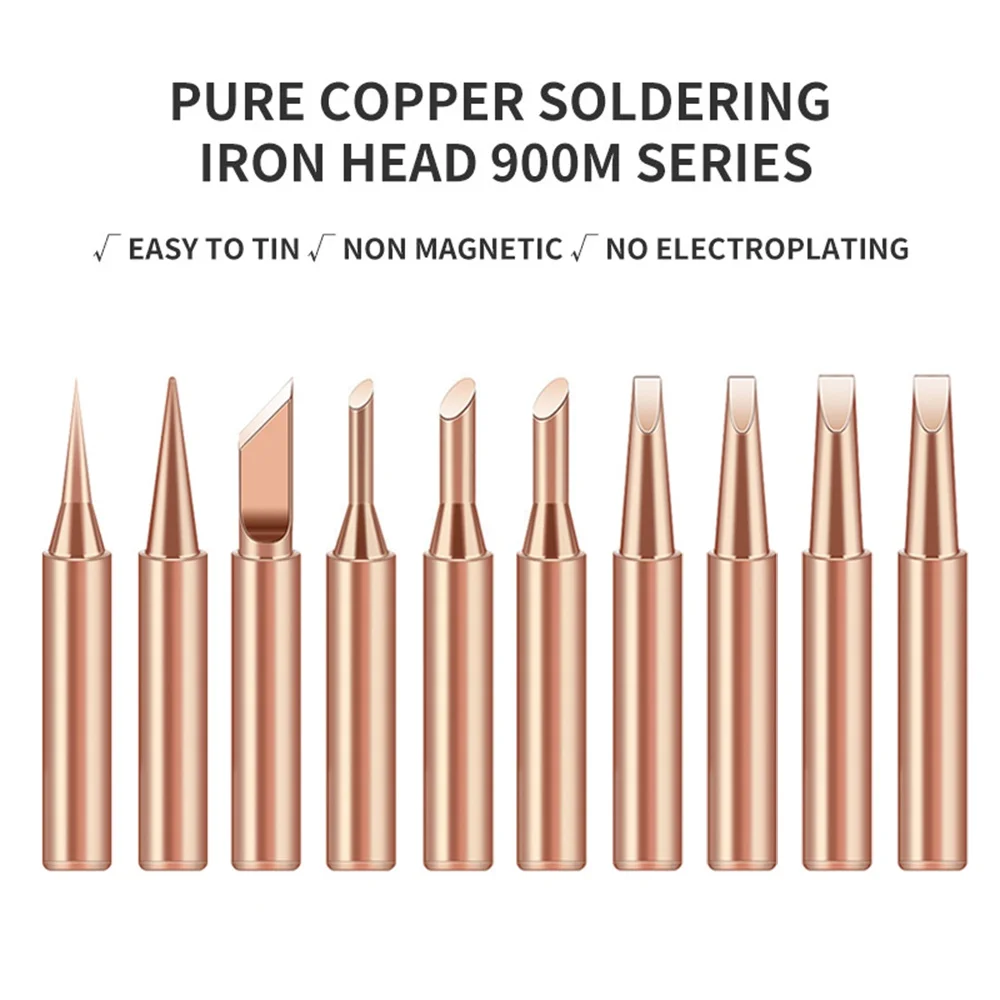 5PCS 10PCS Soldering Iron Tips Pure Copper Tips for Electric Soldering Iron High Heat Conductivity Durable Welding Accessories
