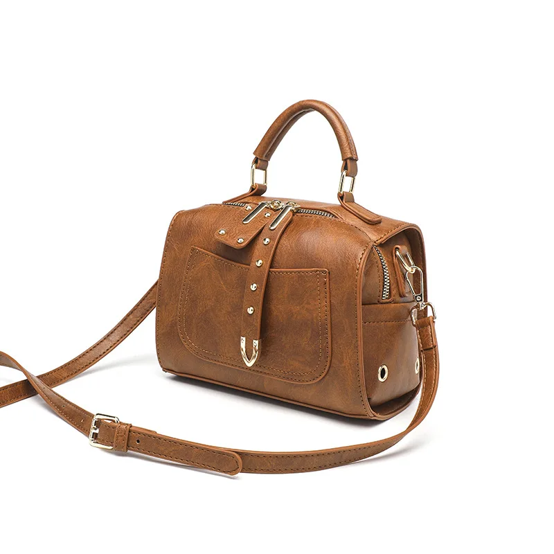 

Oil wax leather Boston pillow bag for women 2025 new trendy and versatile fashion European and American soft leather