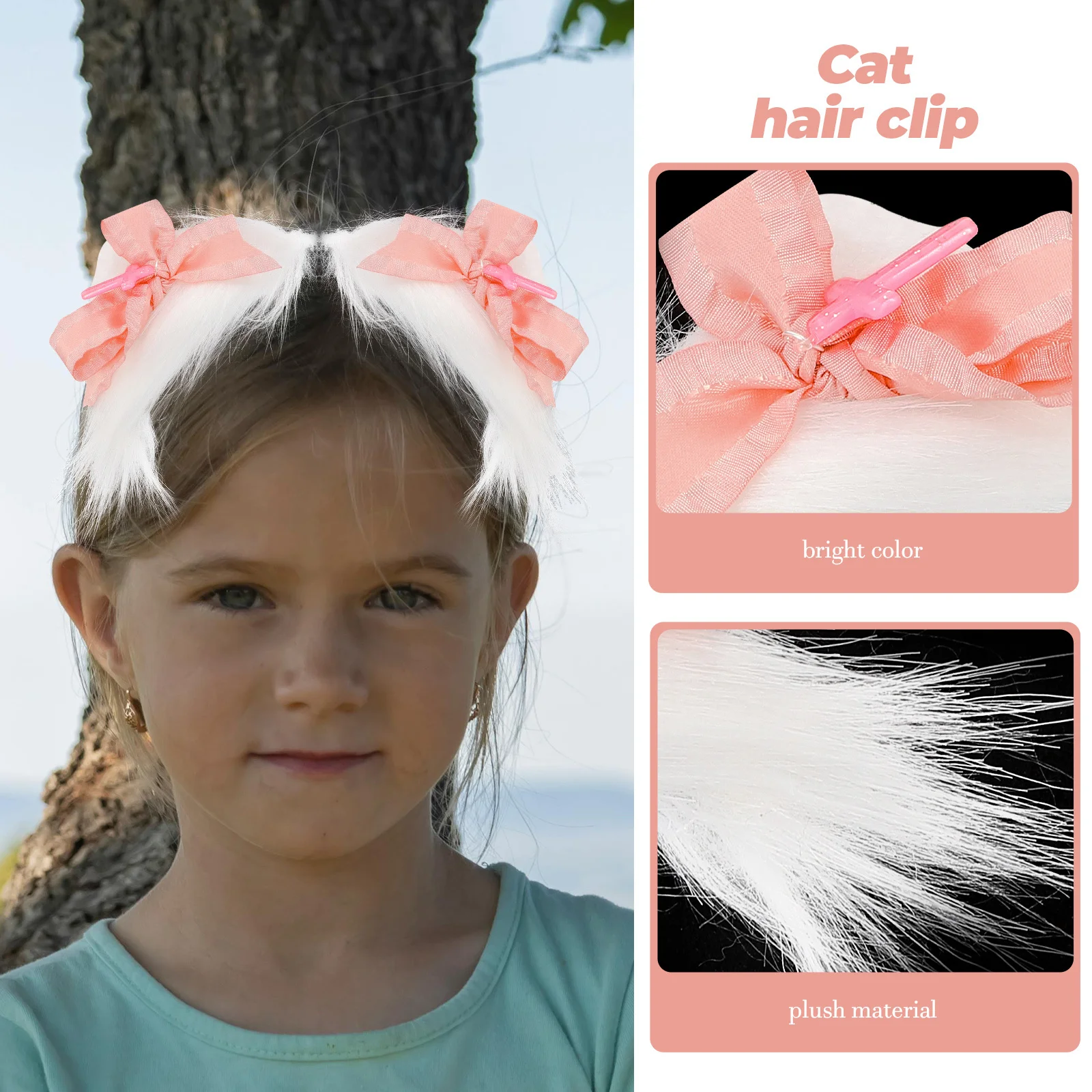 

1 Pair Cat Ears Hair Clips Sweet Bowknot Cross Charm Zinc Alloy Animal Ear Headpiece Cosplay Accessories Lolita Party Hairpin