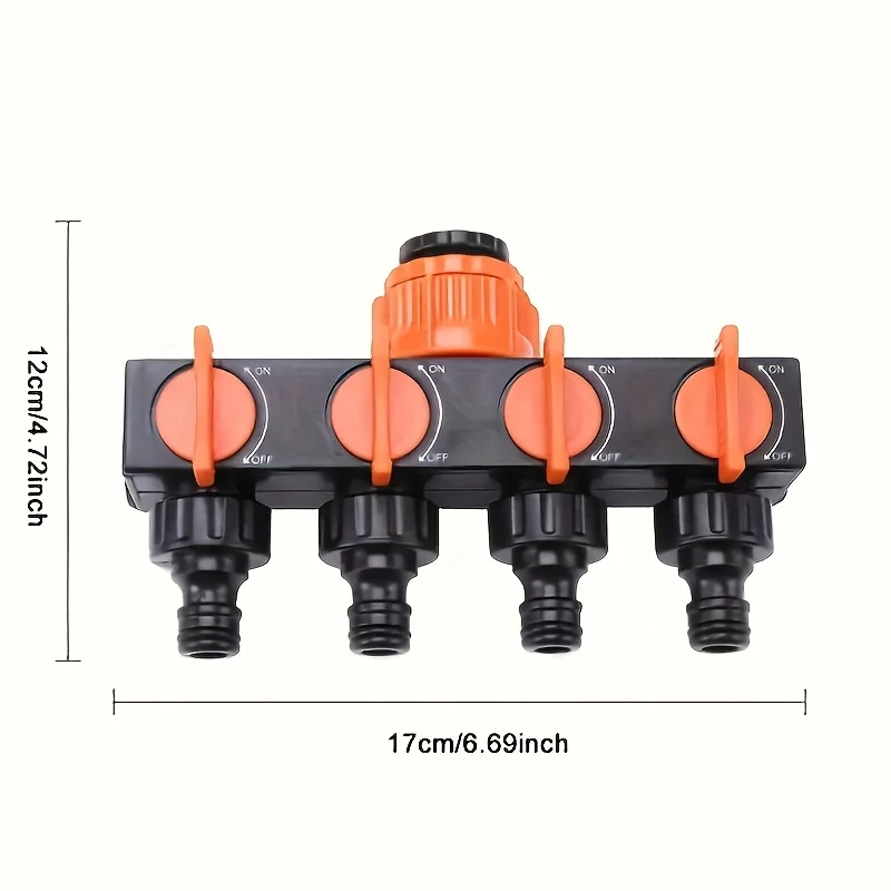 Garden Hose Pipe Splitter 4-Way Faucet Diverter Tap Hose Connector Splitter Four Independent Switches For Home Lawn Irrigation