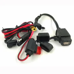 Sae-cabo adaptador para usb, carregador usb à prova d'água, porta de 2.1a, 120cm, fusível em linha, para motocicleta, celular, tablet, gps, diy