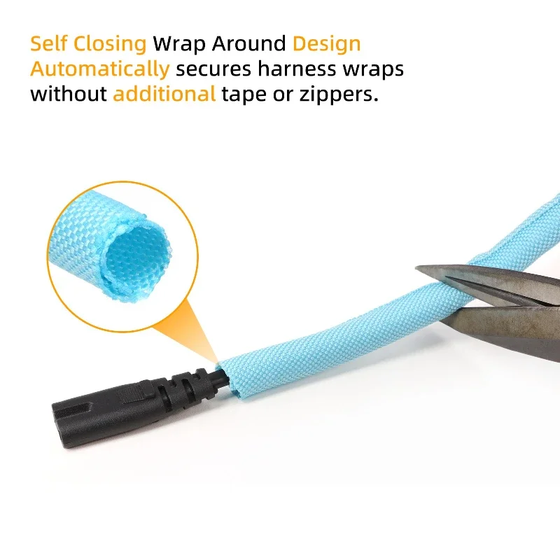 2/5/8m Self Closing PET Expandable Braided Sleeve Insulated Wrap Self Close Sleeved Cable Protecter Self-Closed Cable Organiser