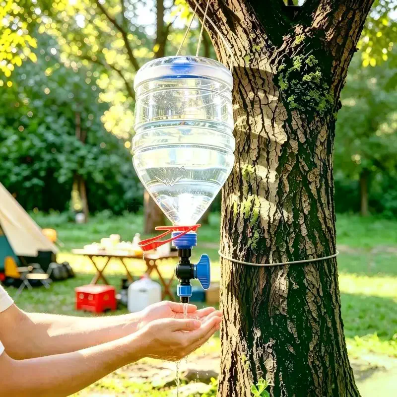Universal Double Lock Bypass Valve Portable Water Tap Bottle Adapter Valve Camping Faucet Nozzle For Outdoor Picnic Hiking
