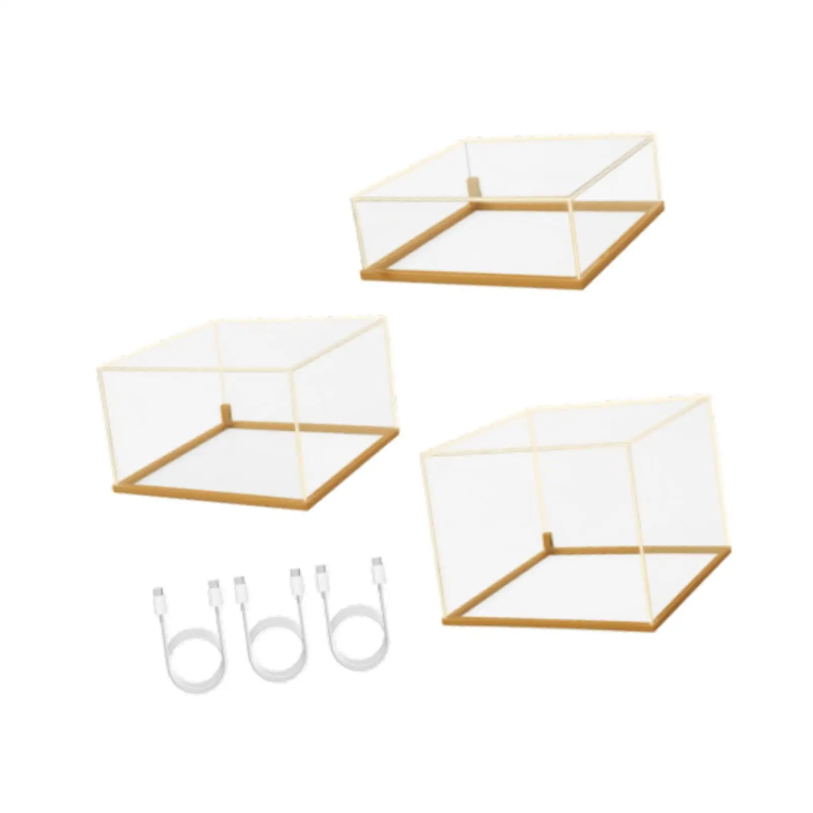 3x Acrylic Display Case Nesting Risers Lighting Home Decor Storage Boxes Cake