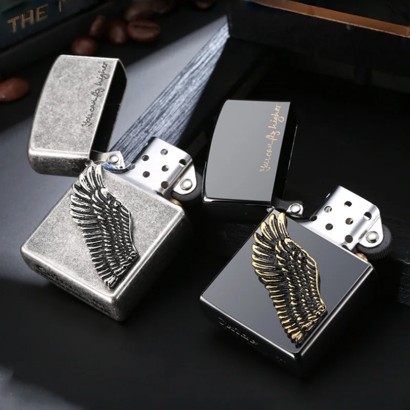 CHIEF Angel Wings Windproof  Lighter Men's Personalized Retro Creative Brass Cigarette Lighter Holiday Gift Wholesale