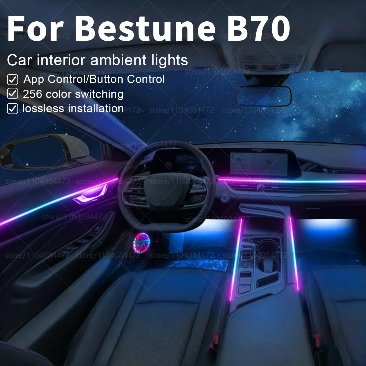

For Bestune B70 22in1 RGB Car Interior Acrylic Car Ambient Lights RGB Hidden Acrylic Strip Decoration Atmosphere Accessories