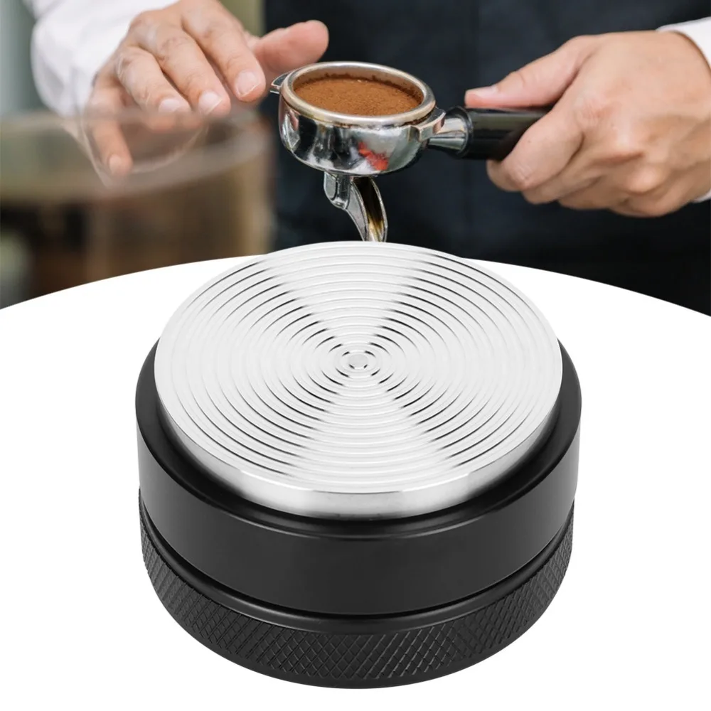 Height Adjustable Coffee Distributor Non-Slip Thread Base 51mm Coffee Tamper Black Thread Base Non-Slip Handle Coffee Accessory